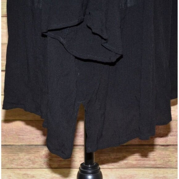 Catherines Black Tunic Top Plus Size 3X White Floral Print Open Shoulder Blouse - Picture 7 of 10